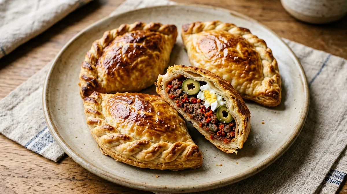 Baked beef, pepper and olive empanadas