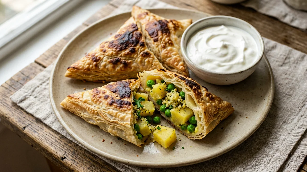 Samosa di fillo al forno con patate e piselli