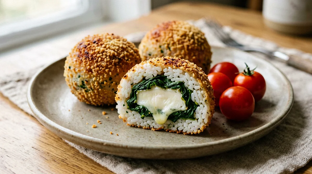 Arancini al forno con spinaci e scamorza