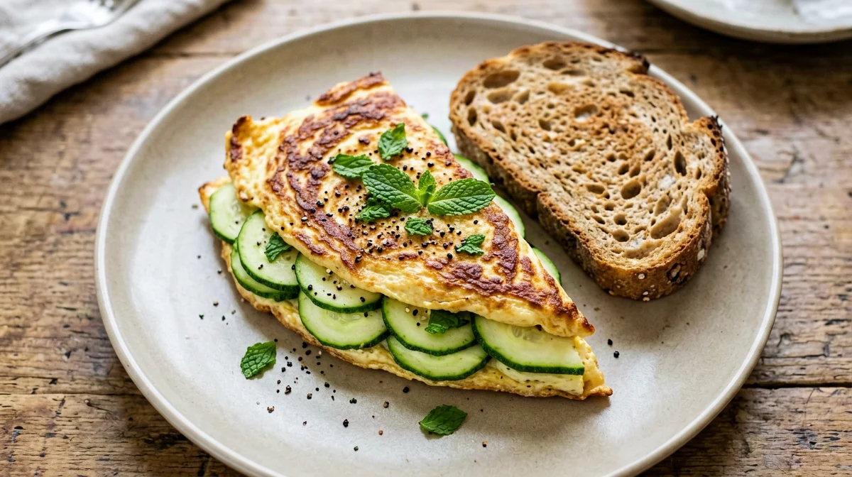 Frittata di zucchine e menta con pane integrale