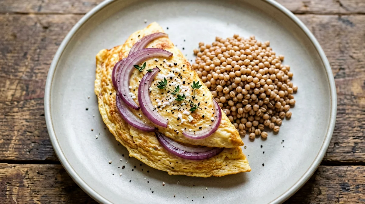 Frittata di cipolle rosse e timo con farro