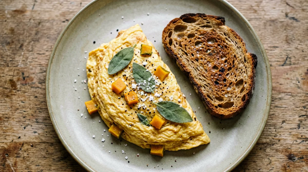 Pumpkin and sage frittata with rye bread
