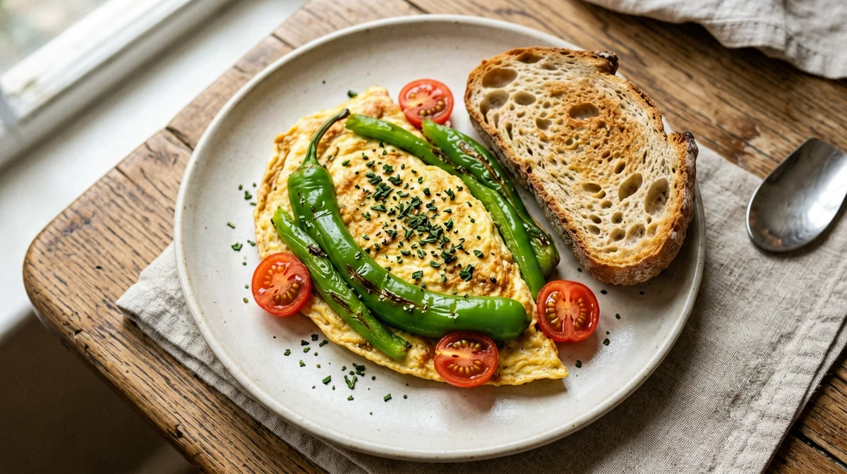 Sweet pepper and cherry tomato frittata with rustic bread