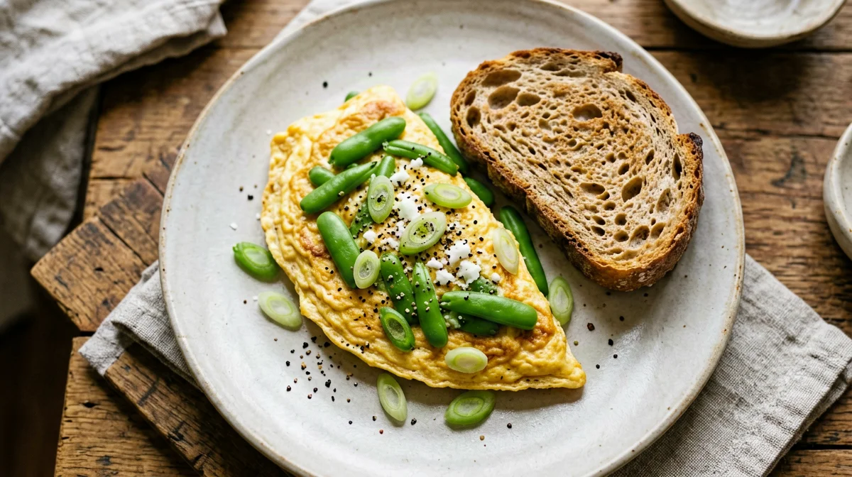 Fresh broad bean and spring onion frittata with pecorino