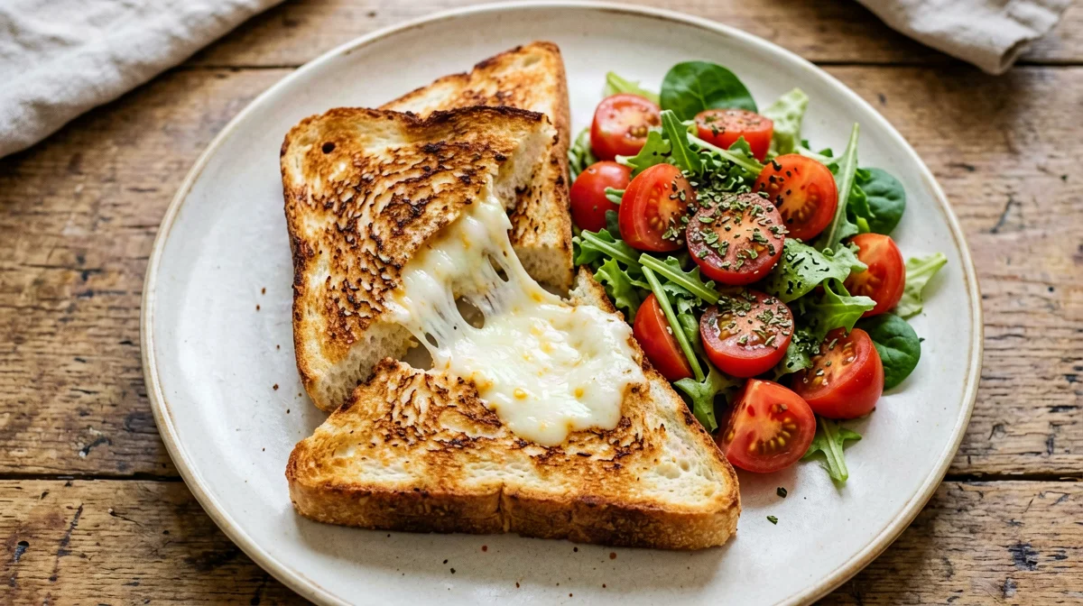 Pan-fried mozzarella in carrozza with tomato salad