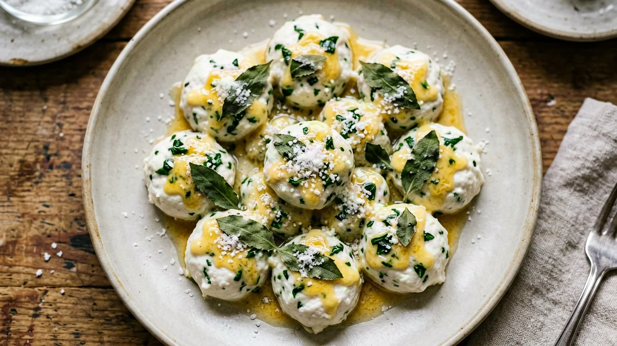 Gnudi di ricotta e spinaci al burro e salvia