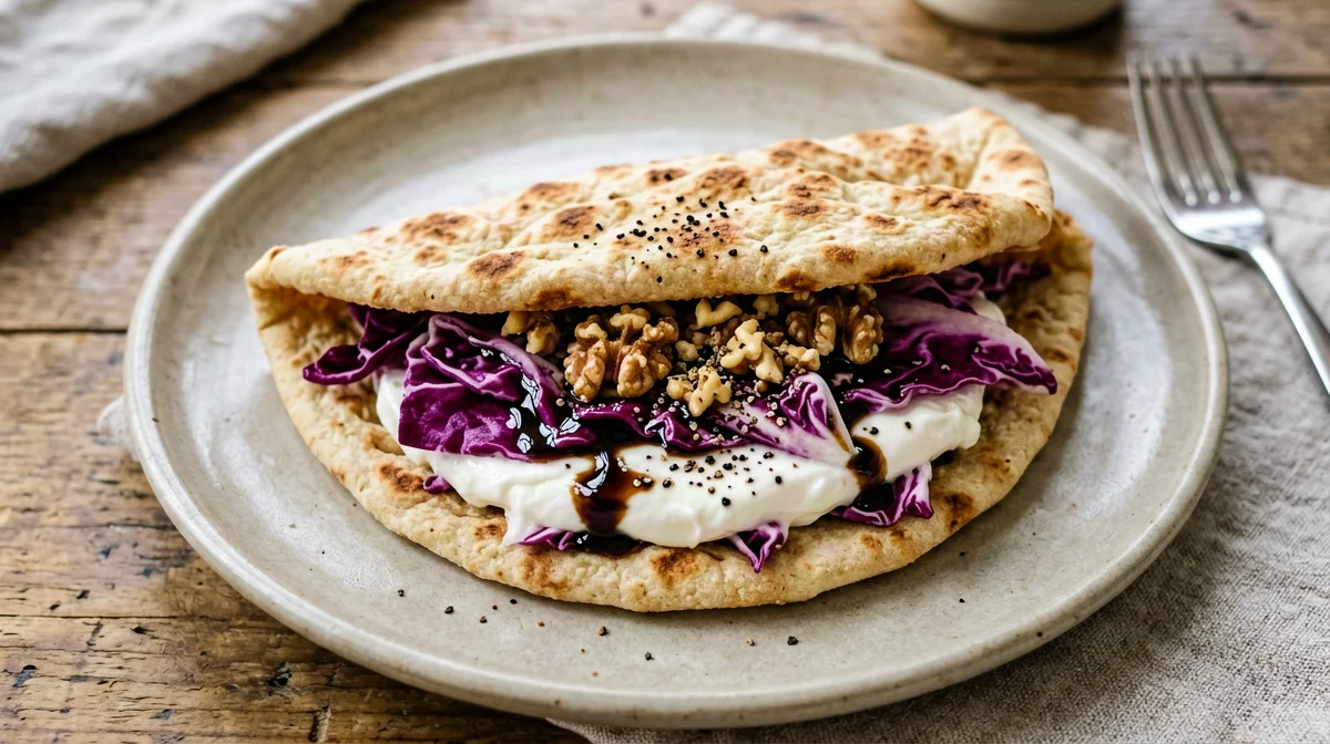 Piadina con stracchino, radicchio saltato e noci