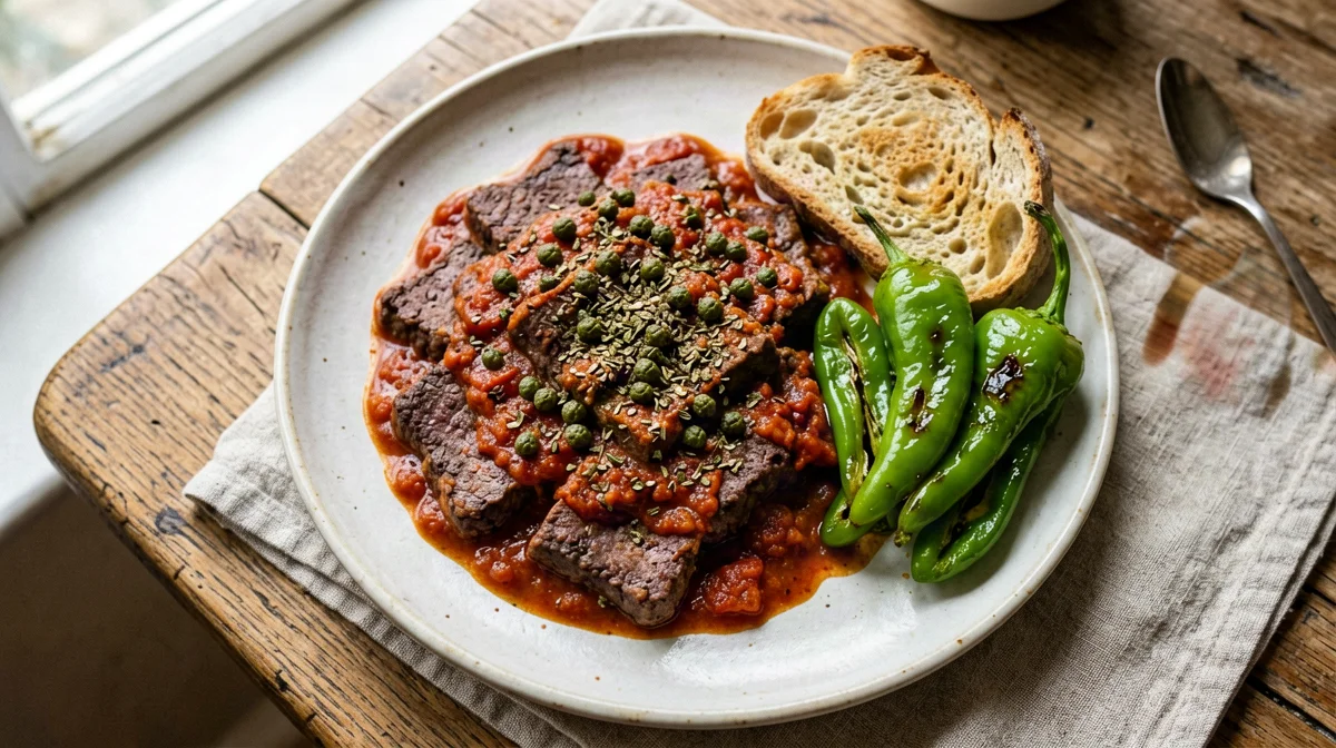 Fettine di seitan alla pizzaiola con friggitelli