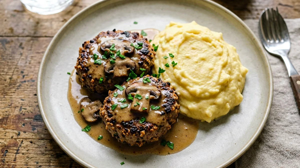 Seitan escalopes with porcini and polenta