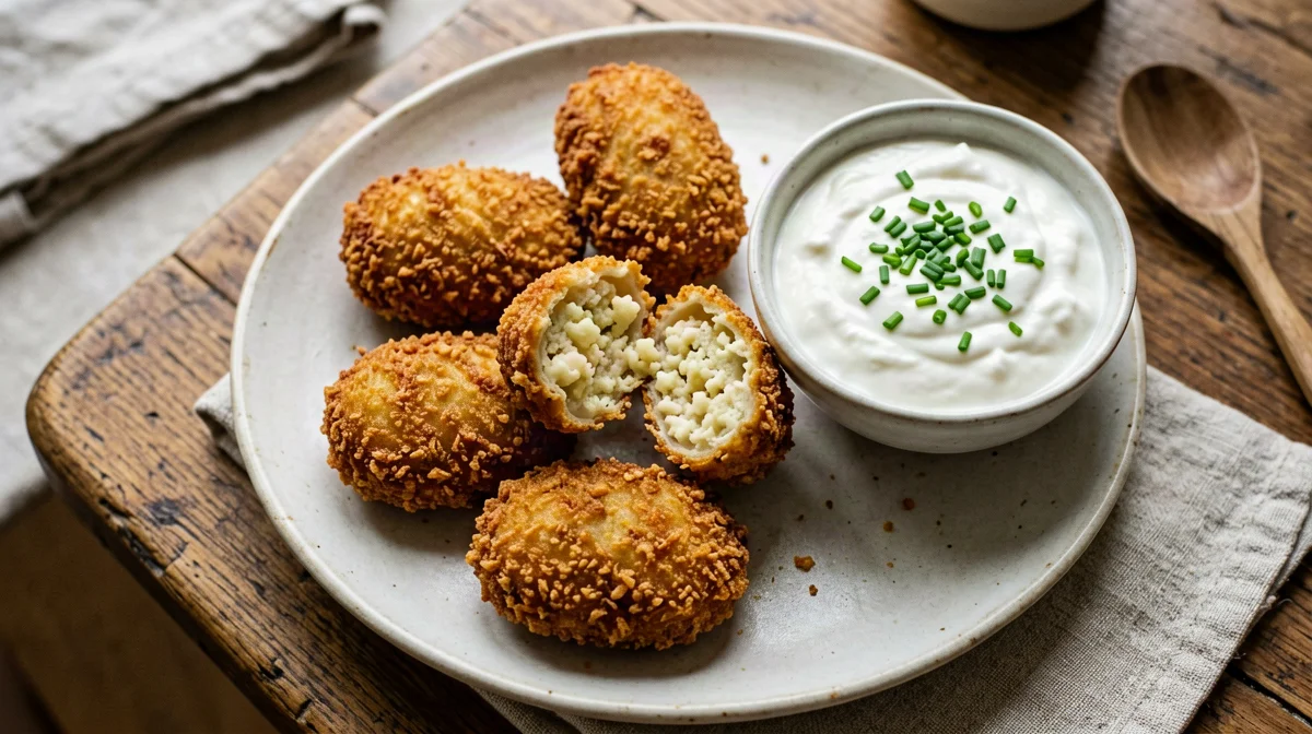 Cauliflower and Grana croquettes with yogurt sauce