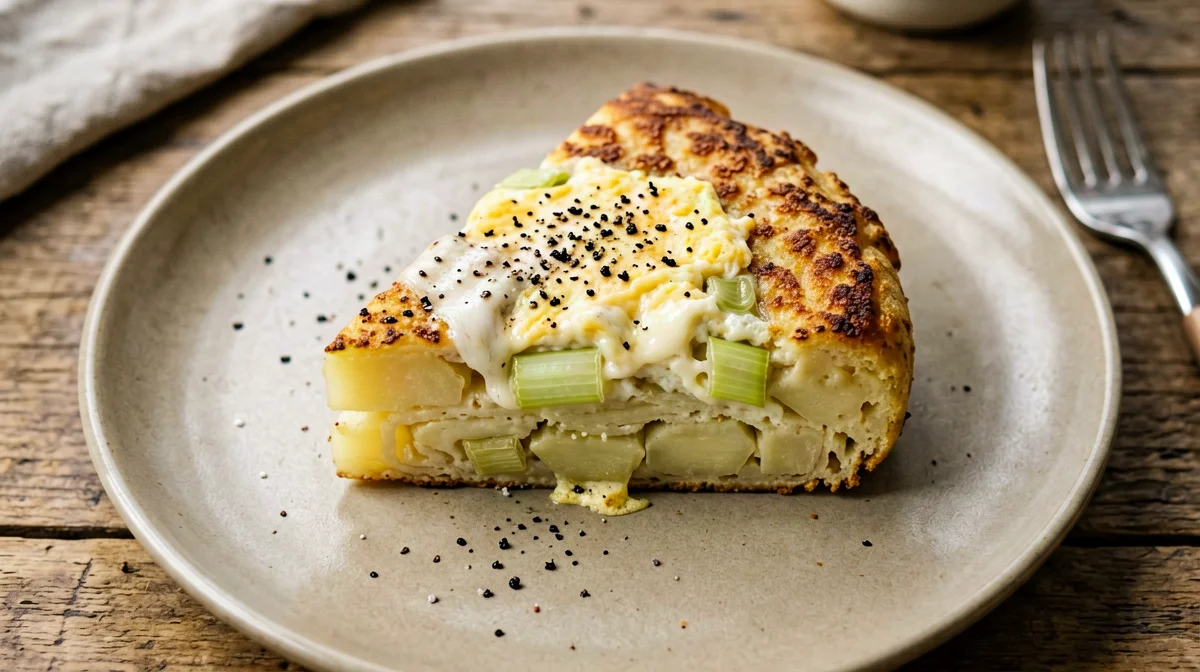 Tortino di patate e porri in padella con Fontina