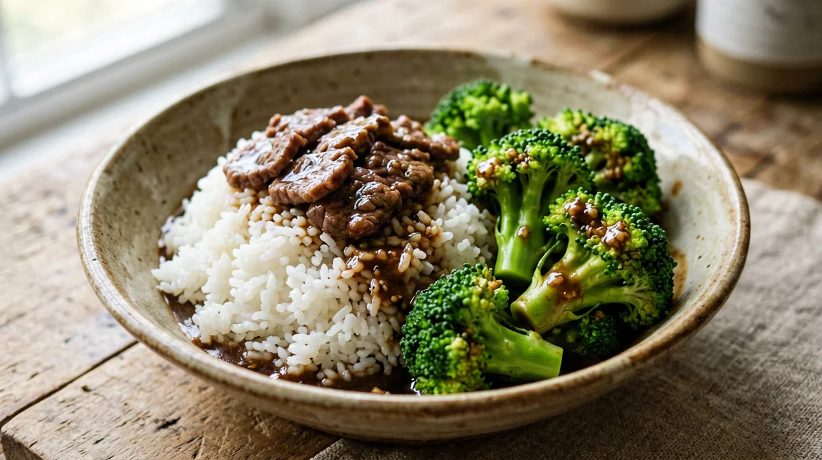 Seitan e broccoli allo zenzero con riso