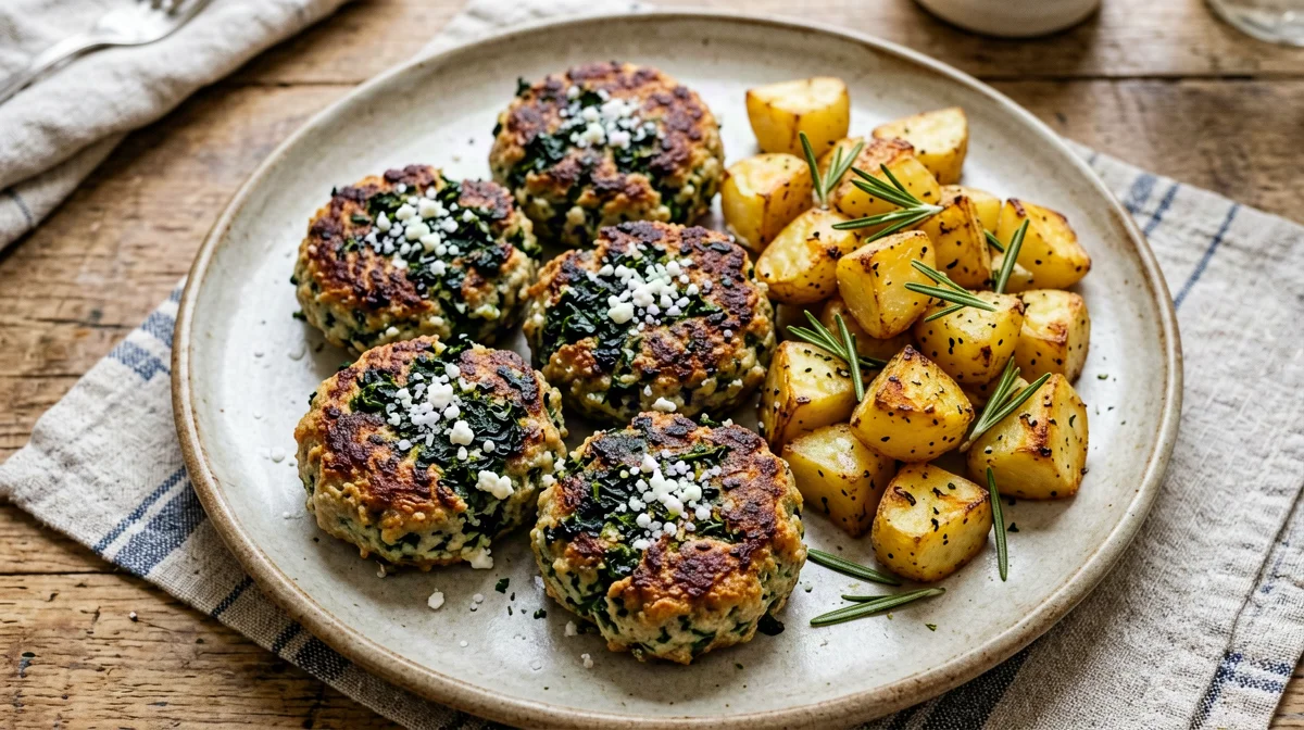 Cavolo nero, ricotta and pecorino patties with potatoes