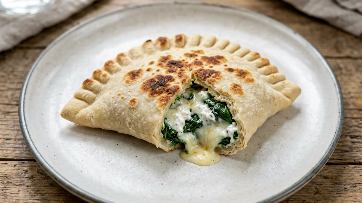 Calzone in padella con ricotta, spinaci e mozzarella
