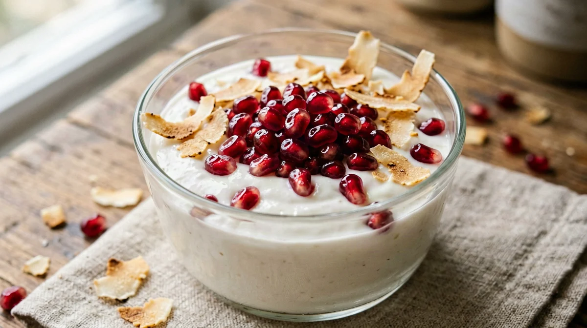 Skyr con melagrana e scaglie di cocco tostate