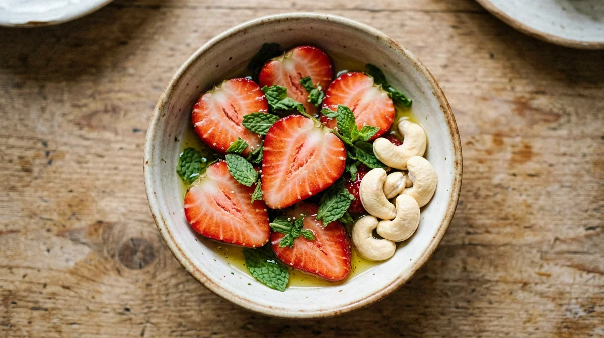 Fragole con anacardi e menta