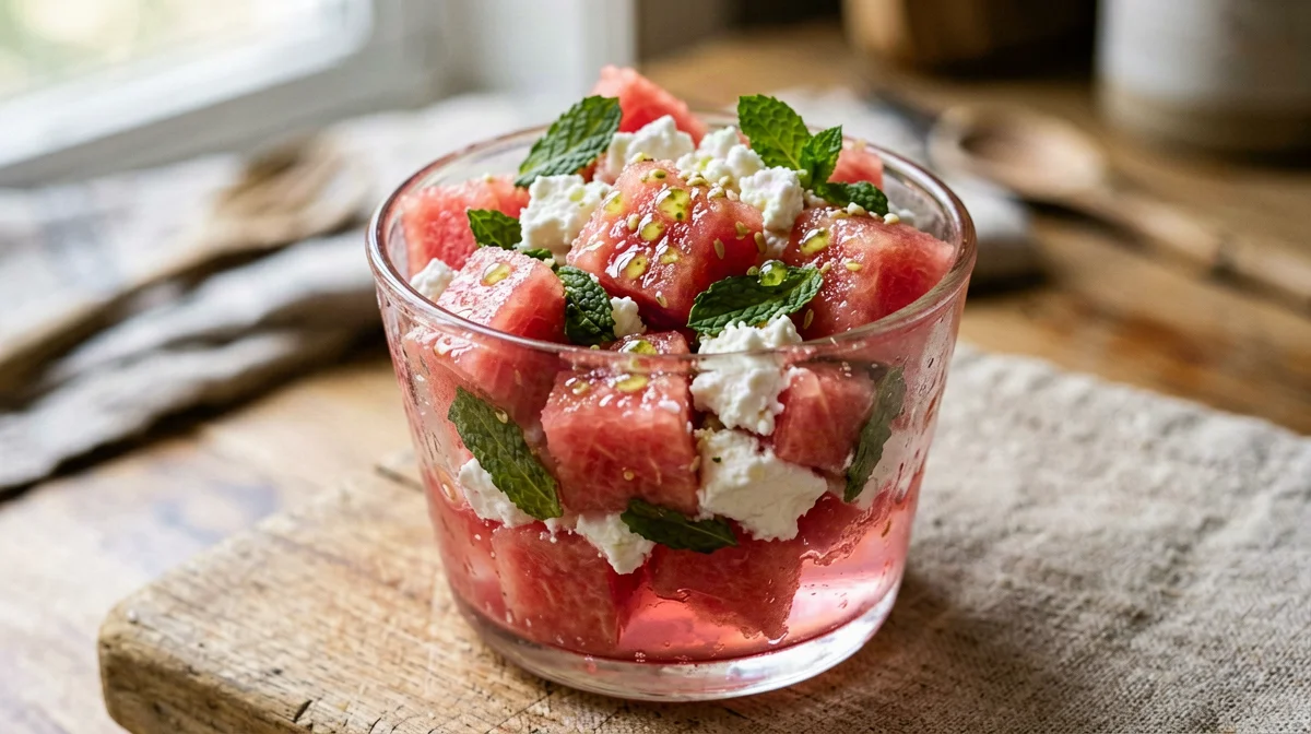 Anguria, feta e menta in coppetta