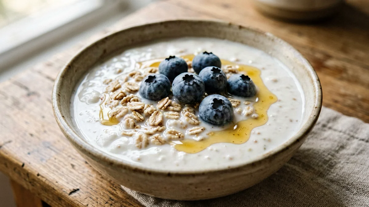Kefir con mirtilli e fiocchi d'avena