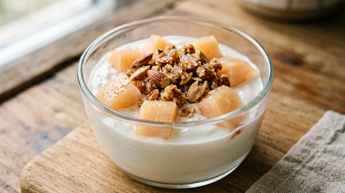 Yogurt con nespole e mandorle caramellate