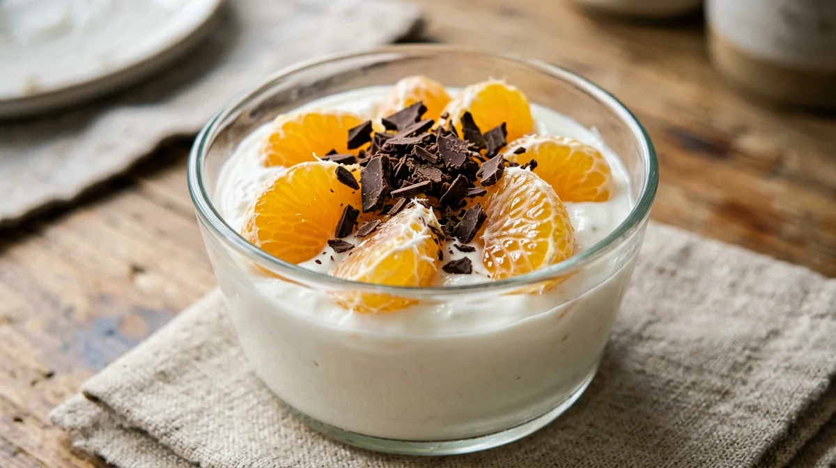 Yogurt greco con mandarino e cioccolato fondente