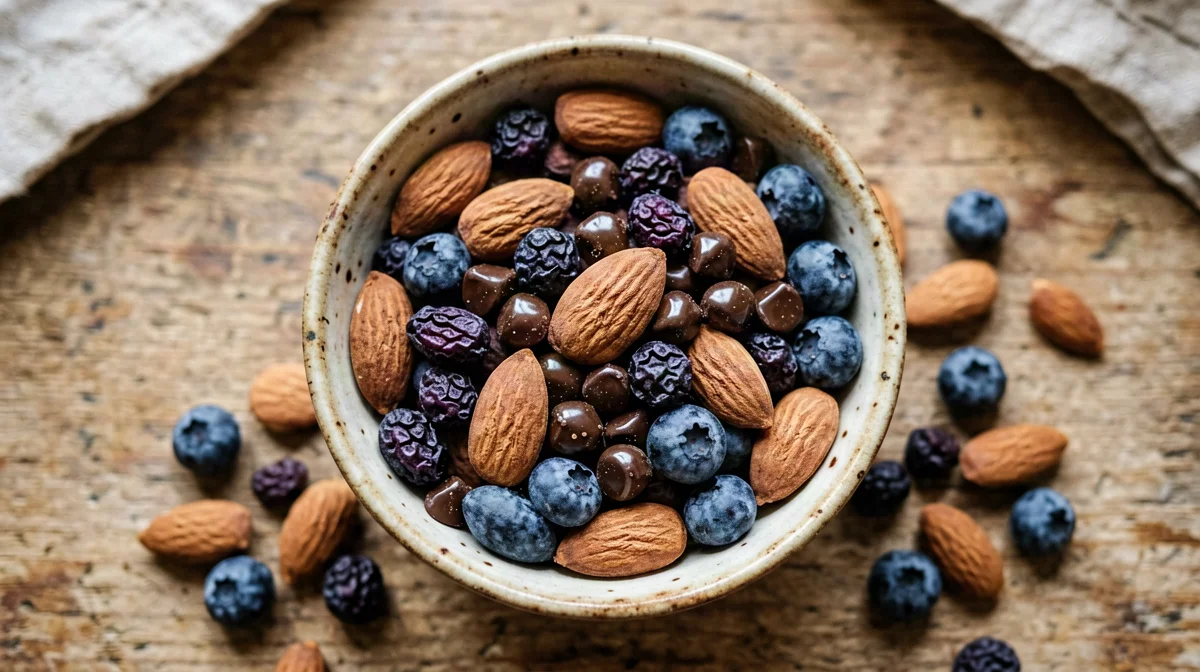 Almond, dried blueberry and chocolate mix