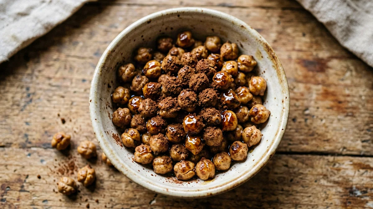 Crunchy cinnamon cocoa chickpeas