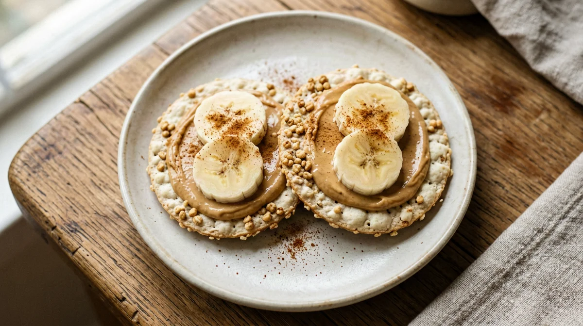 Gallette di riso con burro di arachidi e banana