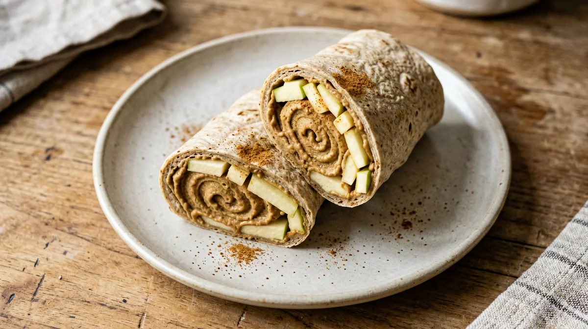 Wrap integrale con burro di arachidi e mela