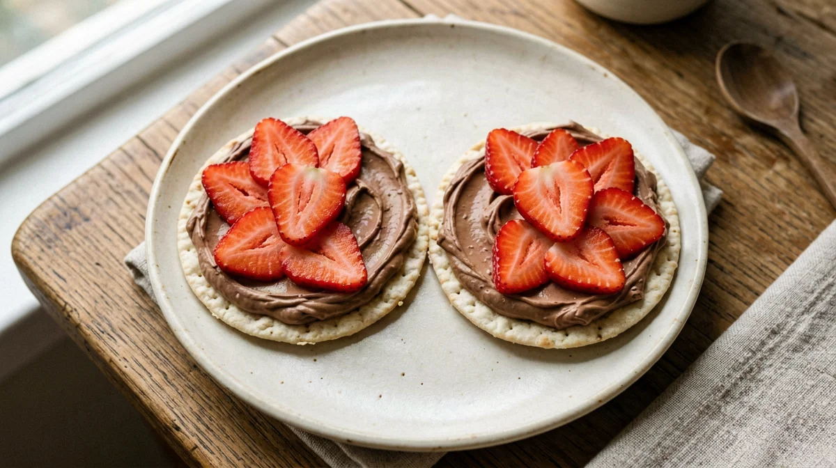 Gallette di riso con quark al cacao e fragole
