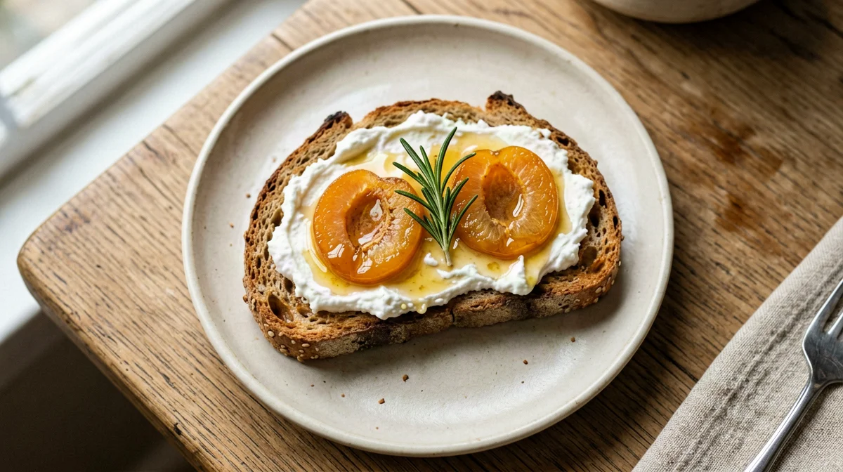 Crostino con albicocche arrosto e ricotta