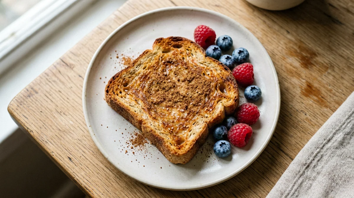 Protein cinnamon French toast with berries