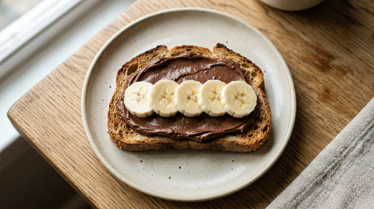 Toast with silken tofu chocolate cream and banana