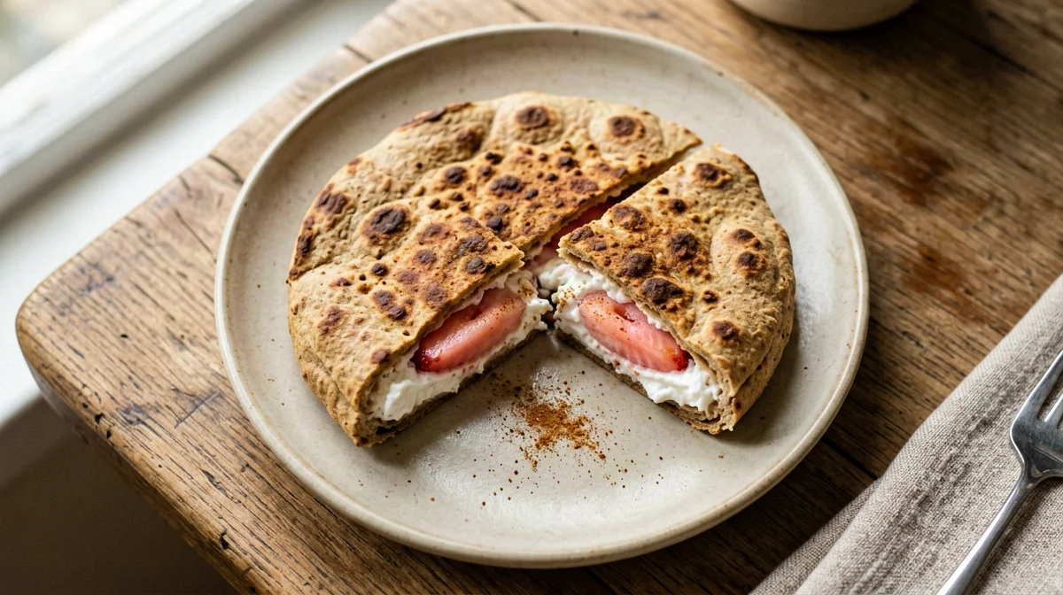 Sweet quesadilla with ricotta and strawberries