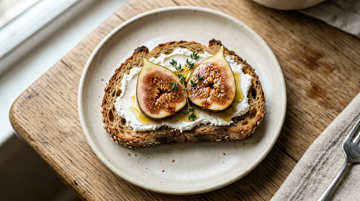 Toast con fichi caramellati e formaggio di capra