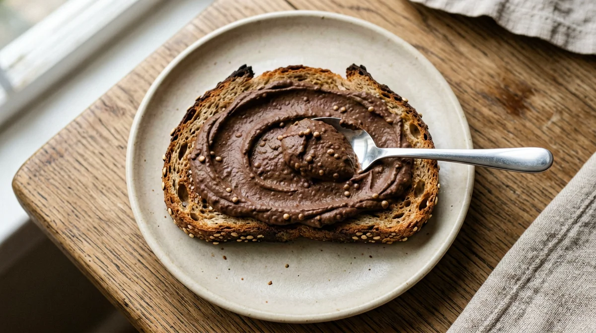 Pane ai cereali con crema di ceci al cacao