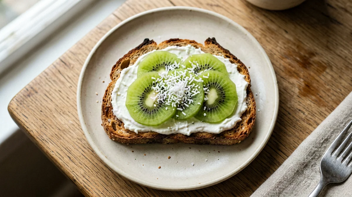 Pane integrale con skyr, kiwi e cocco