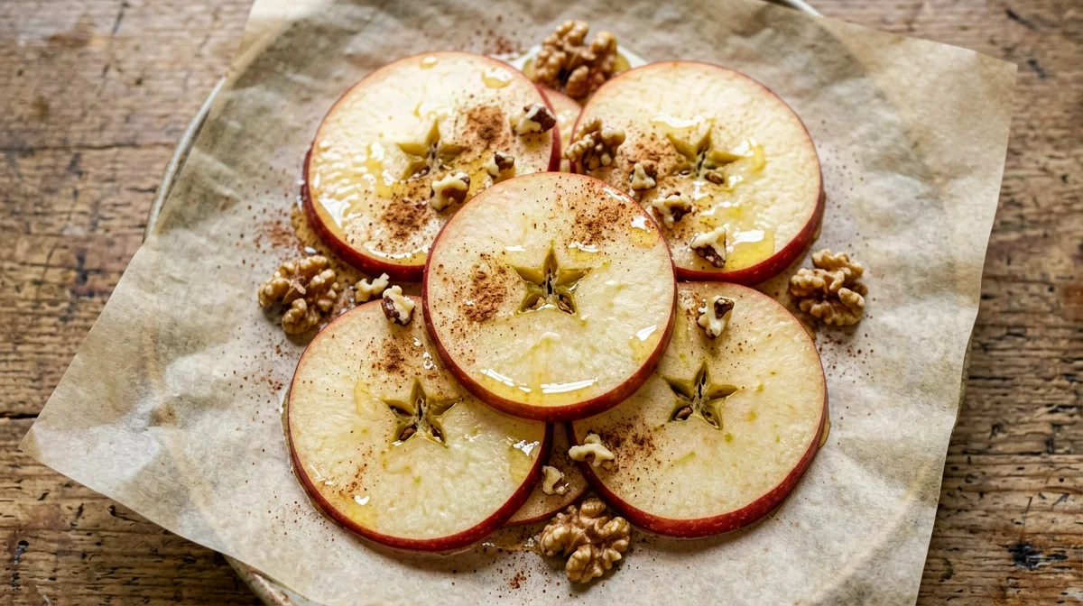 Apple carpaccio with cinnamon and walnuts