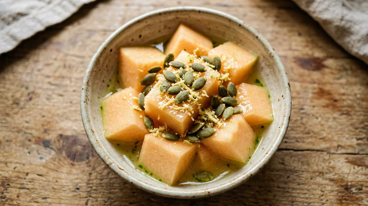 Melone allo zenzero e lime con semi di zucca
