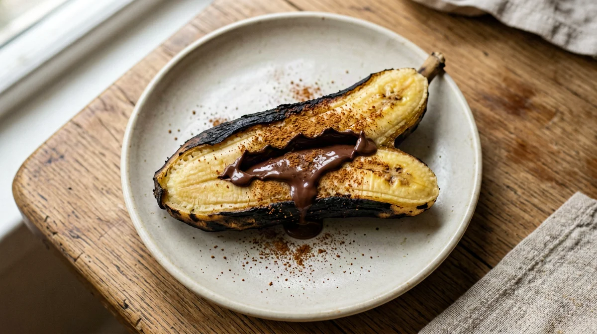 Banana al forno con cioccolato fondente