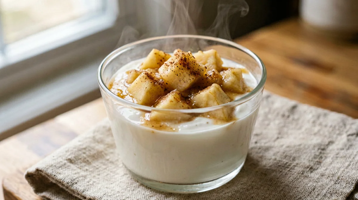 Cinnamon apple compote with yogurt
