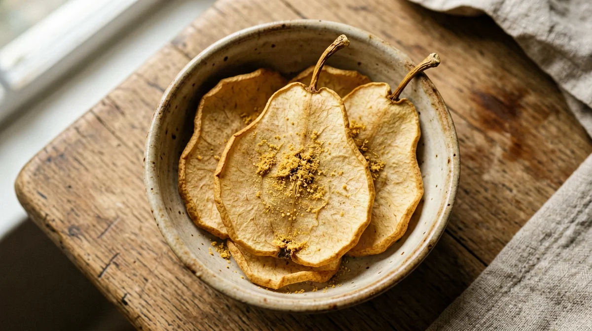 Baked pear and ginger chips