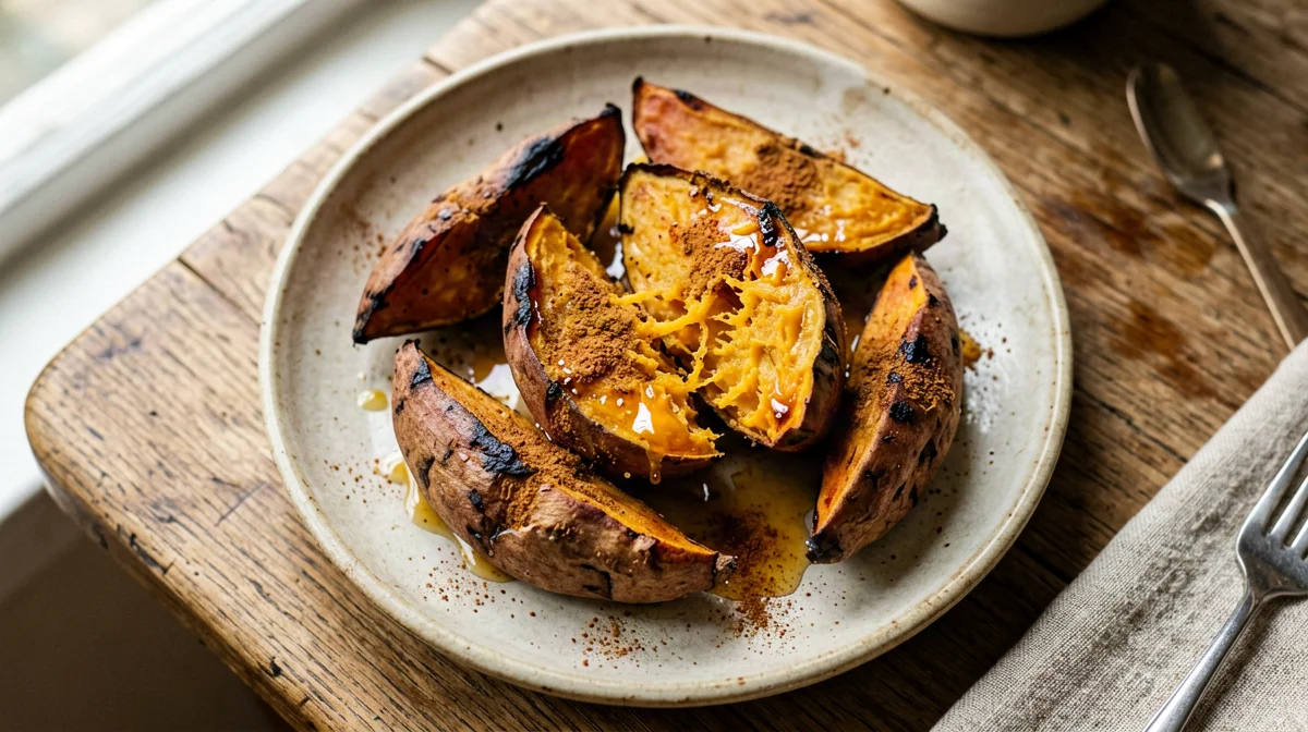 Baked cinnamon sweet potato wedges