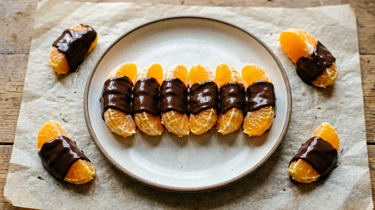 Orange segments dipped in dark chocolate