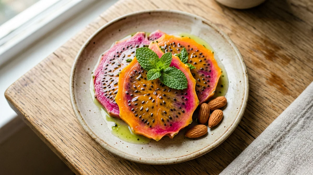Prickly pears with lime and mint