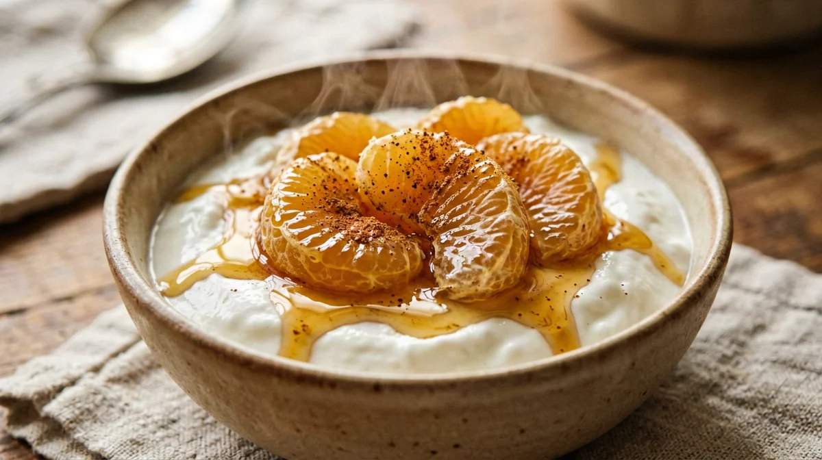 Caramelised mandarins with yogurt and cinnamon