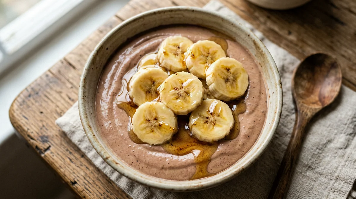 Banana caramellata con skyr e cacao