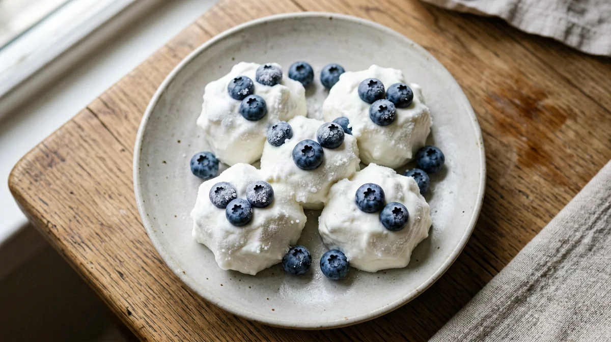 Frozen Greek yogurt and blueberry clusters
