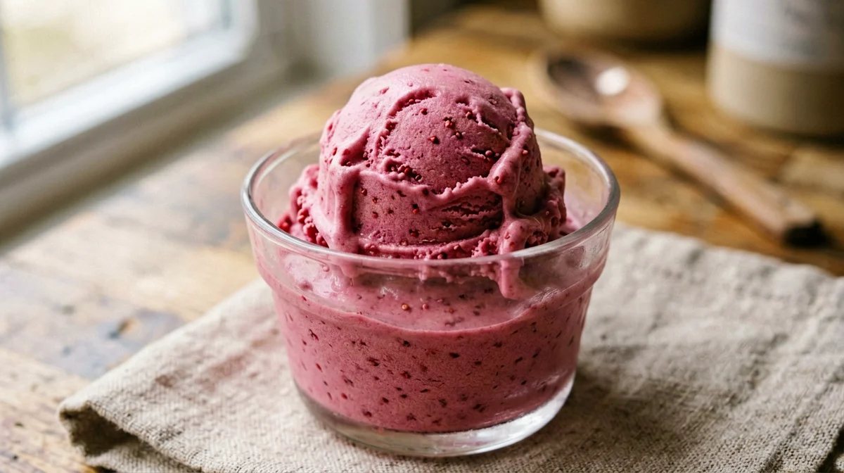 Skyr and raspberry protein ice cream