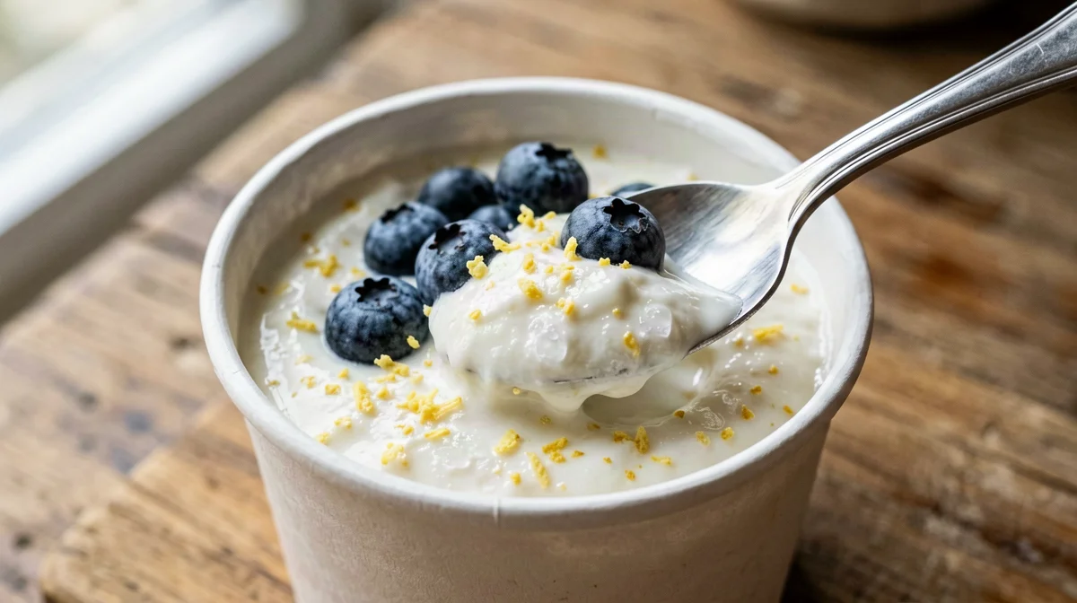 Frozen yogurt al limone con mirtilli