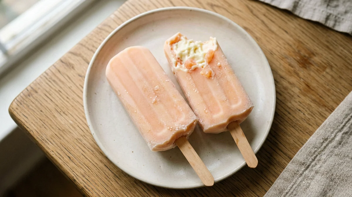 Kefir and peach ice pops